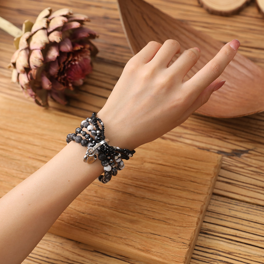Armband mit echten schwarzen Jaspis Steinen