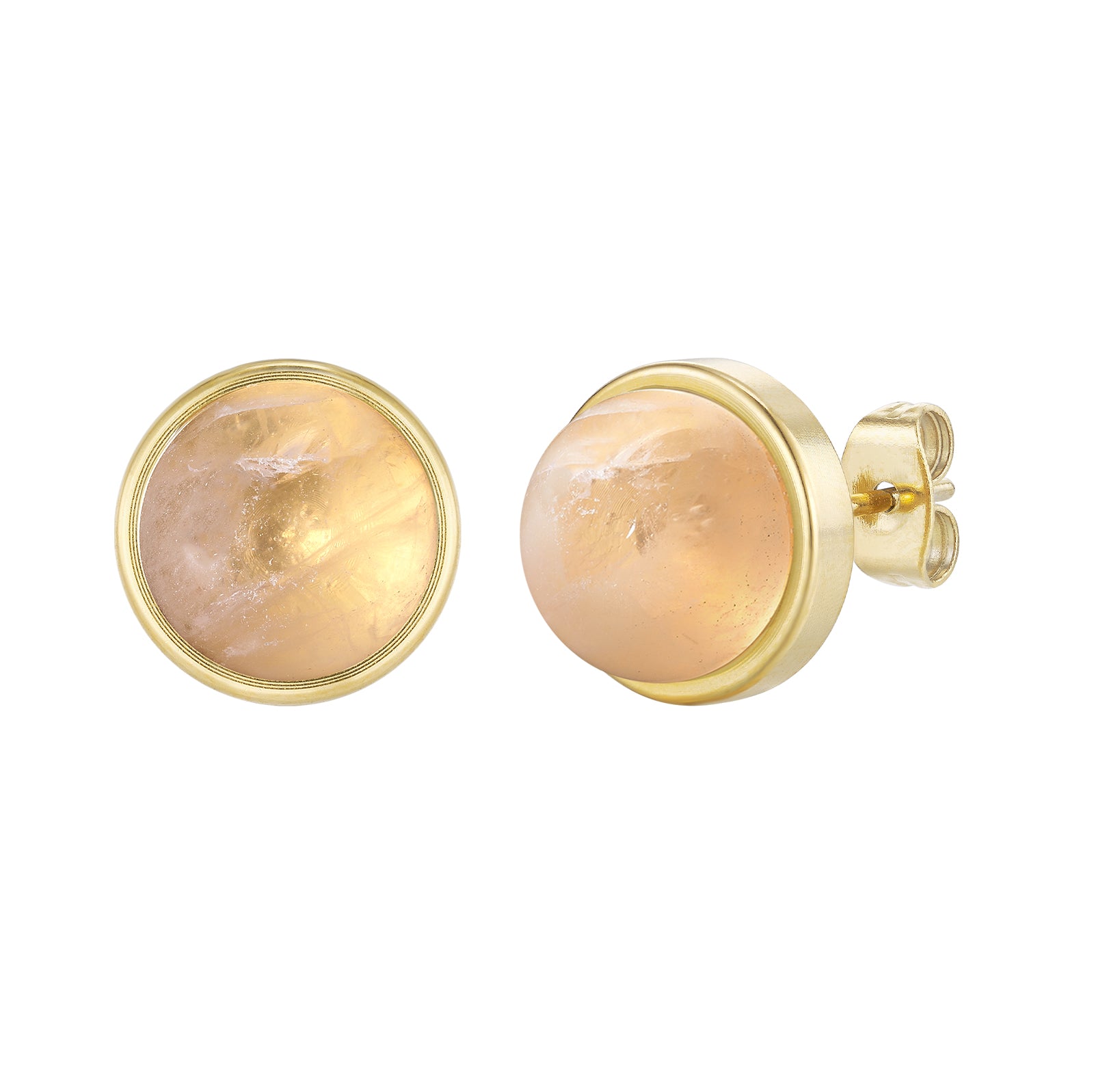 Coco Rosenquarz Stecker Edelstahl goldfarbig