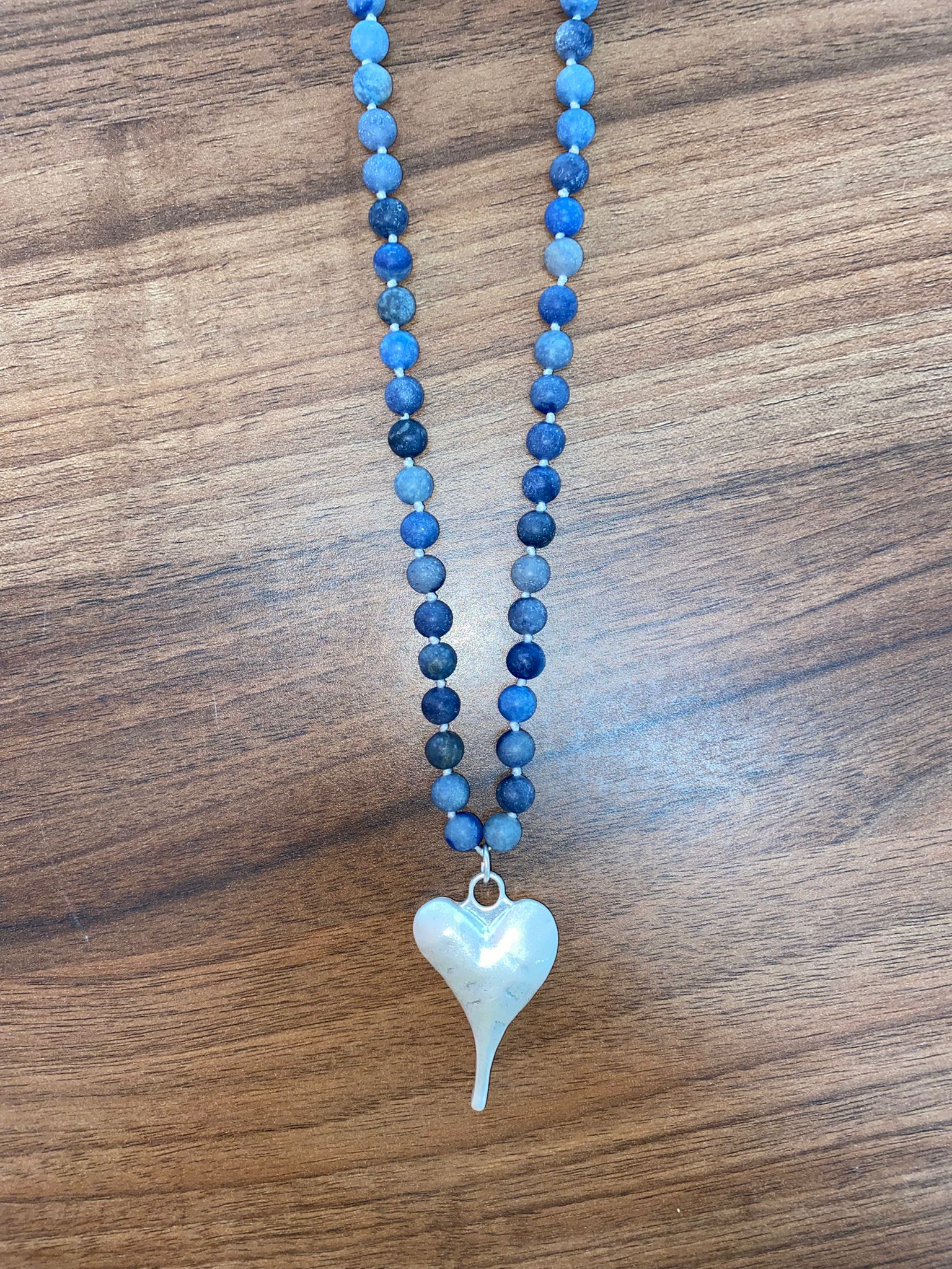 Halskette aus echtem Blauem Aventurin mit Herzanhänger