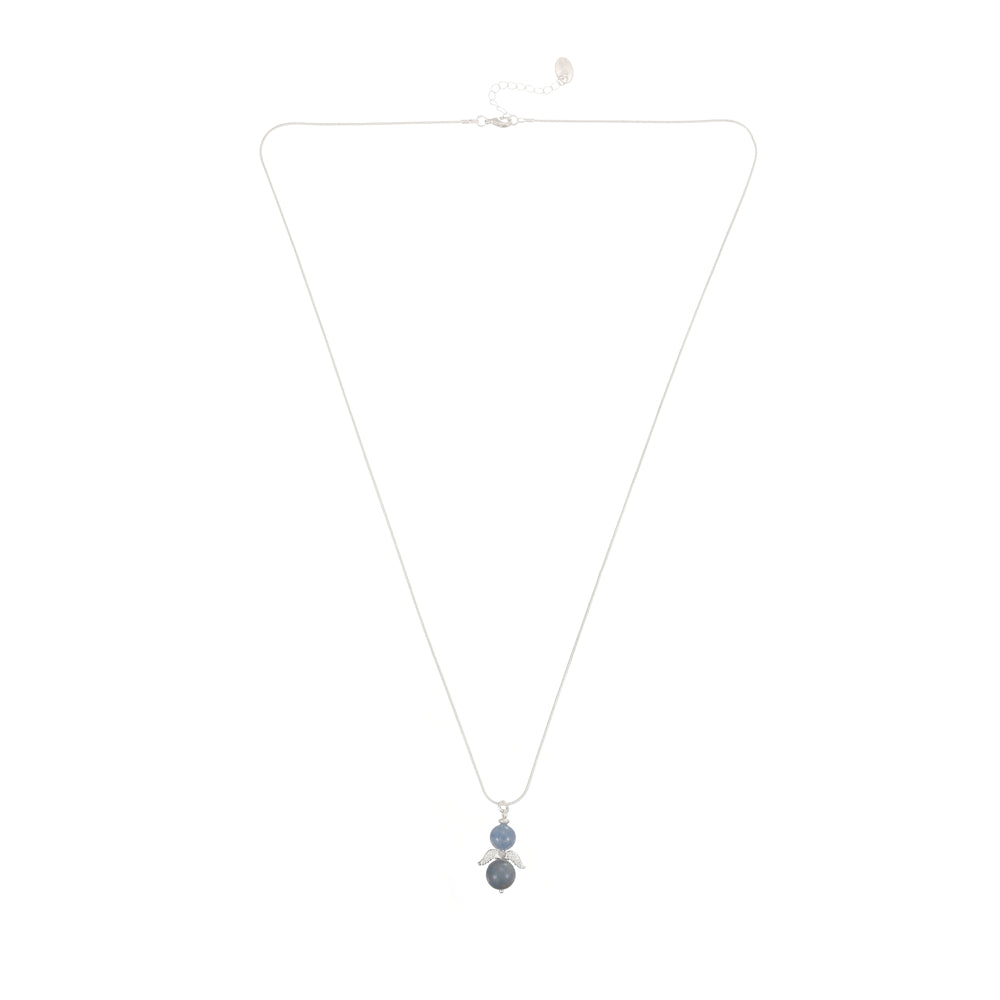 Halskette mit kleinem Engelanhänger aus echtem Blauem Aventurin