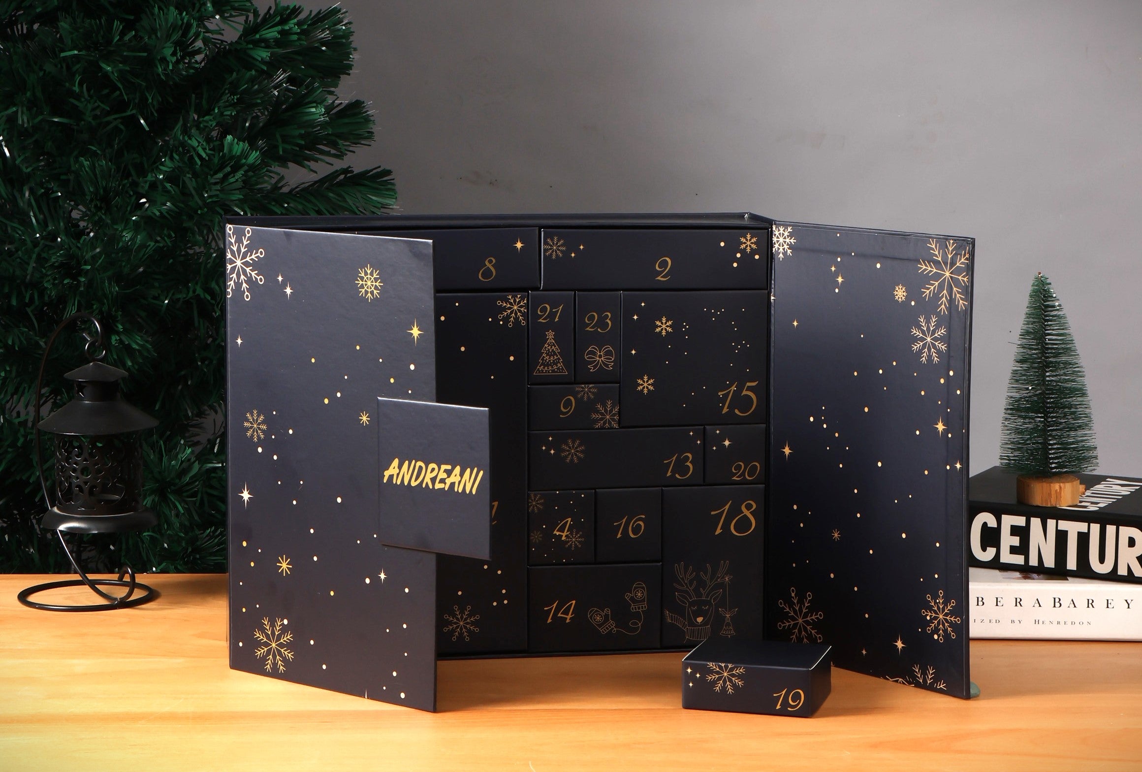 ANDREANI Adventskalender Lavasteine goldfarbig Andreani – Handgemachter Schmuck