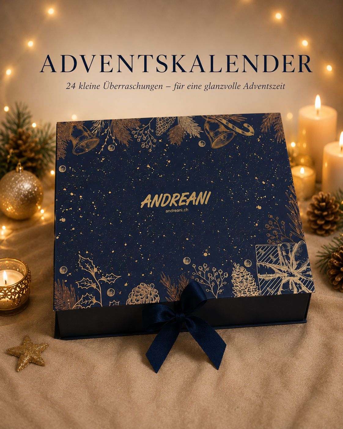 Lava Gold Adventskalender mit echten Lavasteinen goldfarbig und Accessoires