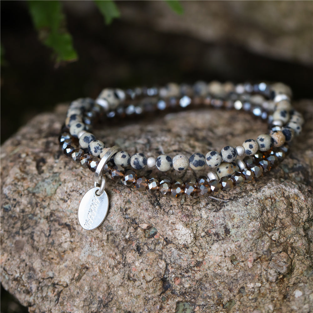 Armband aus echtem Dalmatiner Jaspis Andreani – Handgemachter Schmuck