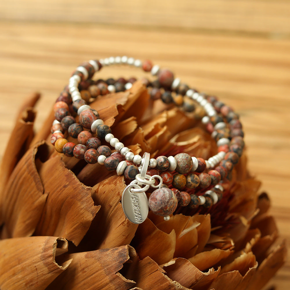 Armband aus echtem Leoparden Jaspis Andreani – Handgemachter Schmuck