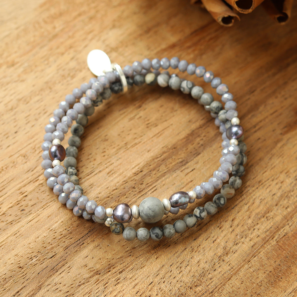 Armband aus echten Süsswasserperlen mit Glas Andreani – Handgemachter Schmuck