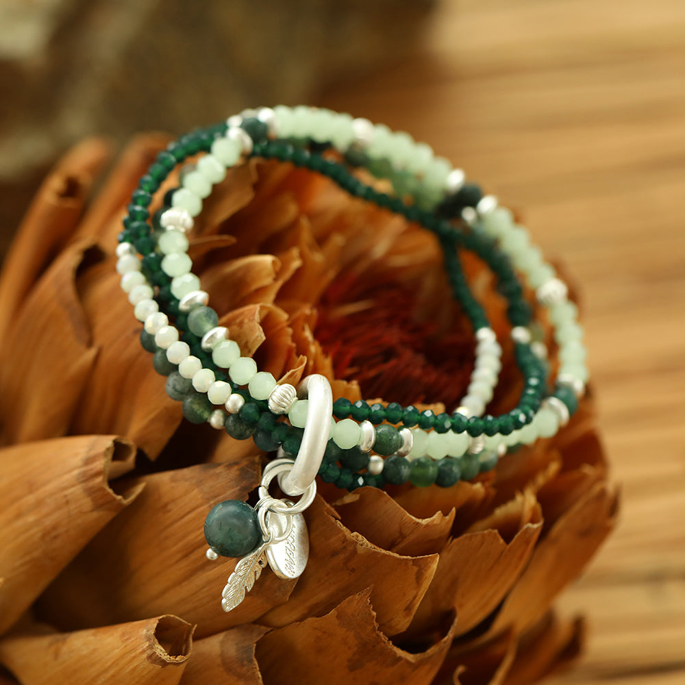 Armband aus grüner Jade mit Metallelementen aus Kupfer Andreani – Handgemachter Schmuck