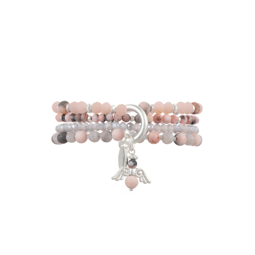 Armband mit echtem Jaspis mit Engelanhänger Andreani – Handgemachter Schmuck