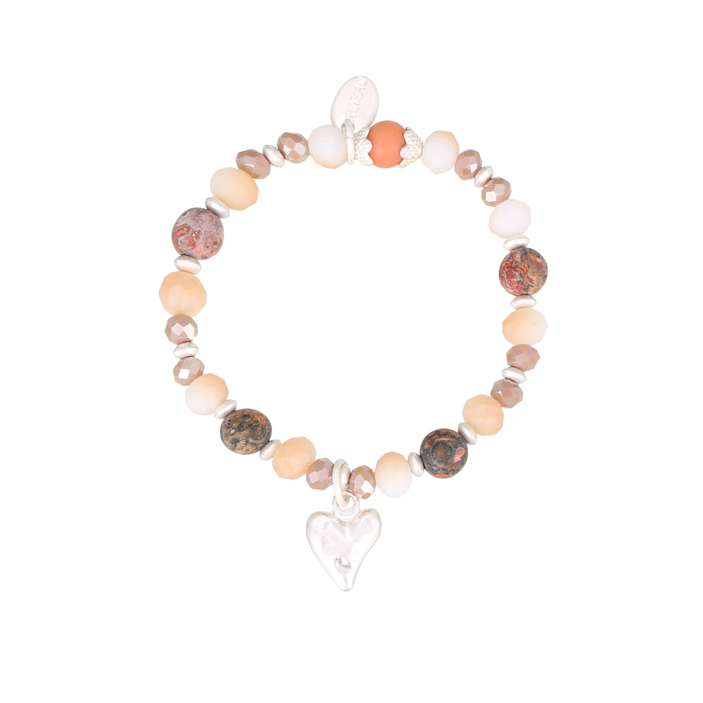 Armband mit echtem Leopardenjaspis und Herzanhänger Andreani – Handgemachter Schmuck