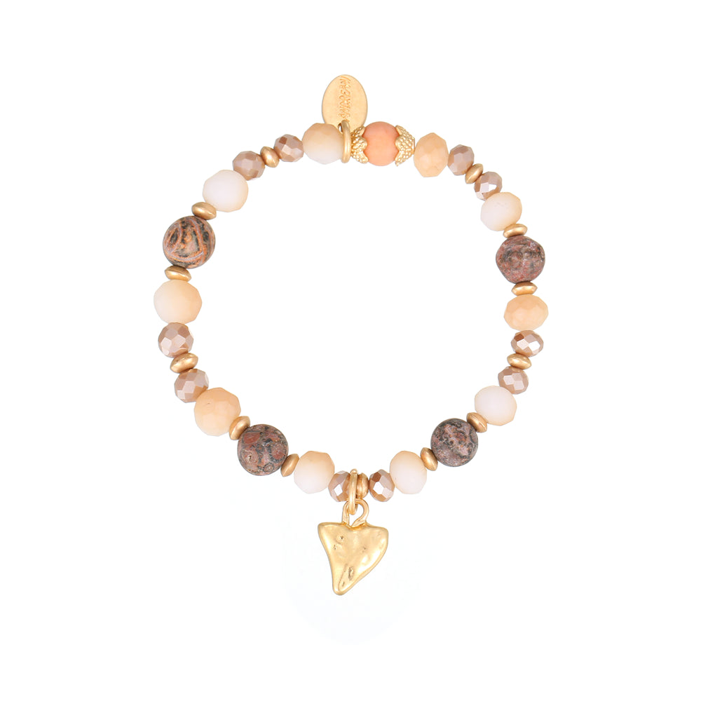 Armband mit echtem Leopardenjaspis und Herzanhänger Andreani – Handgemachter Schmuck