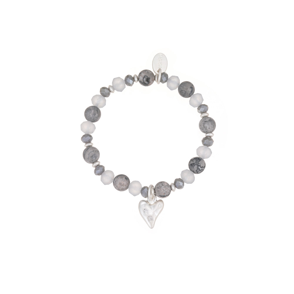 Armband mit echtem Picasso Jaspis und Herzanhänger Andreani – Handgemachter Schmuck