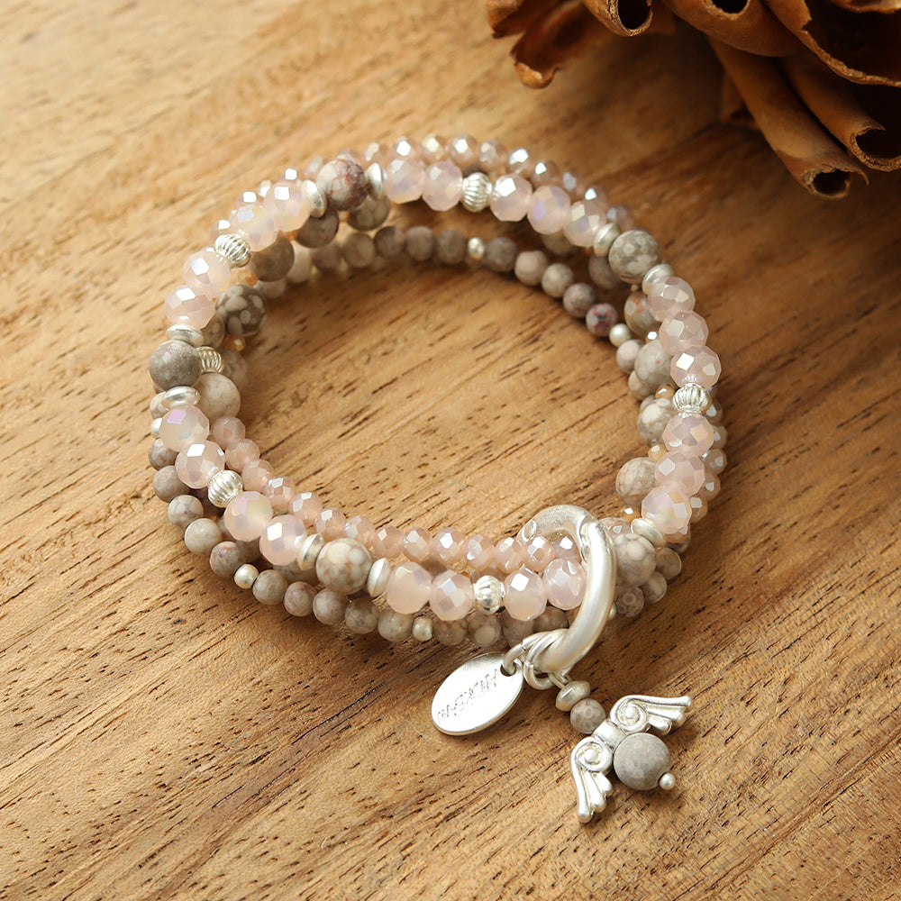 Armband mit echtem rotem Jaspis und Engelanhänger Andreani – Handgemachter Schmuck