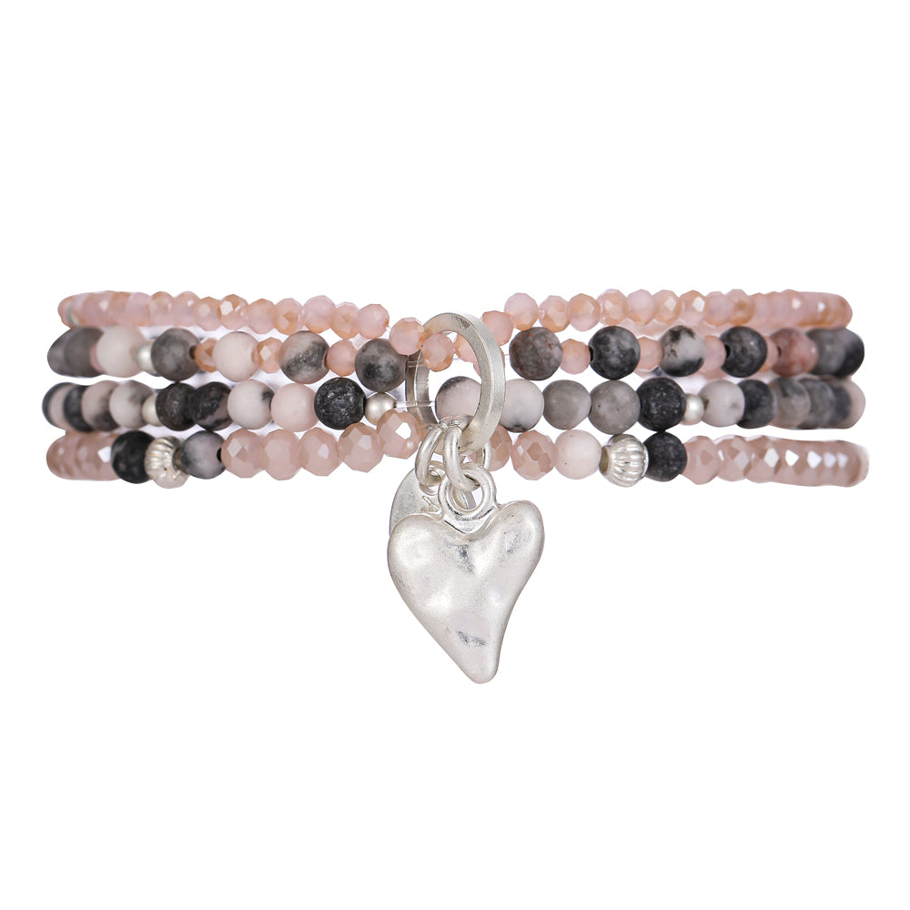 Armband mit echtem rotem Jaspis und Herzanhänger Andreani – Handgemachter Schmuck