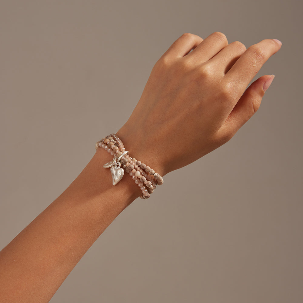 Armband mit echtem rotem Jaspis und Herzanhänger Andreani – Handgemachter Schmuck
