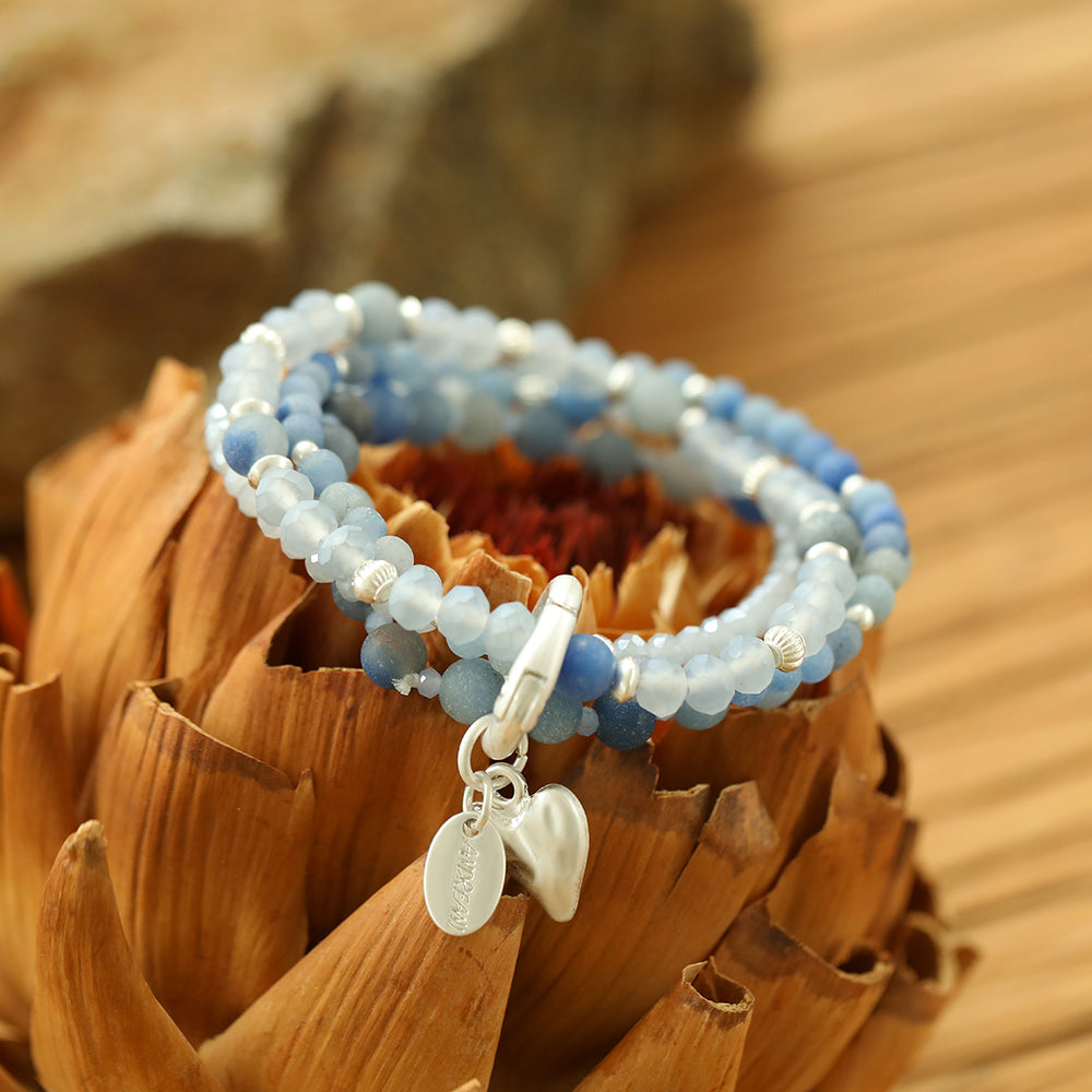 Armband aus echtem Aventurin mit Herzanhänger