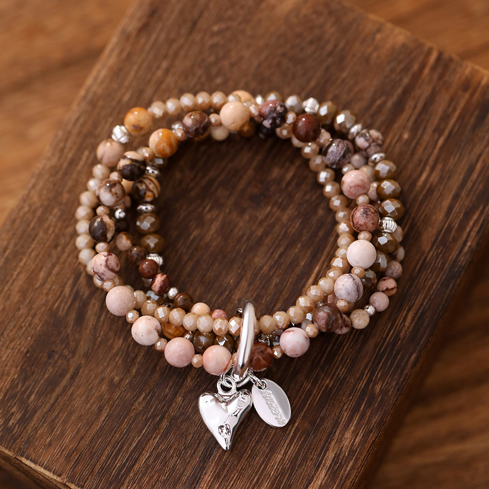 Armband aus echtem Mookait mit Herzanhänger