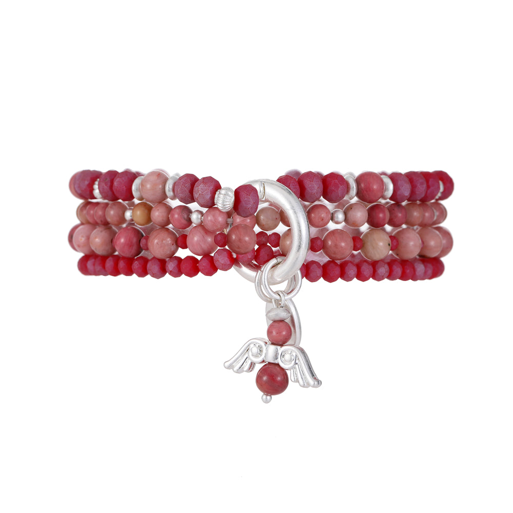 Armband aus Rhodonit mit Engelanhänger
