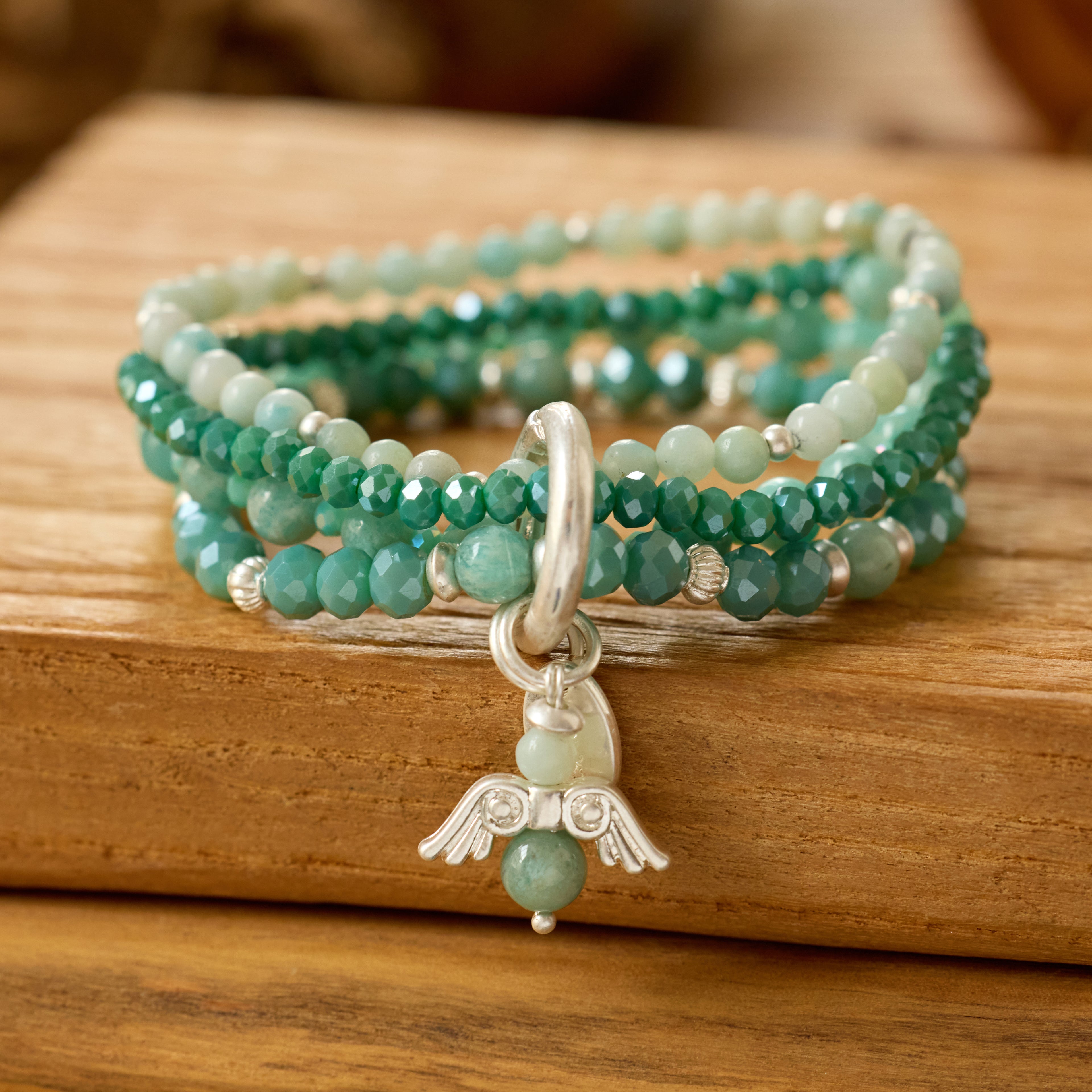 Armband aus Amazonite mit Engelanhänger