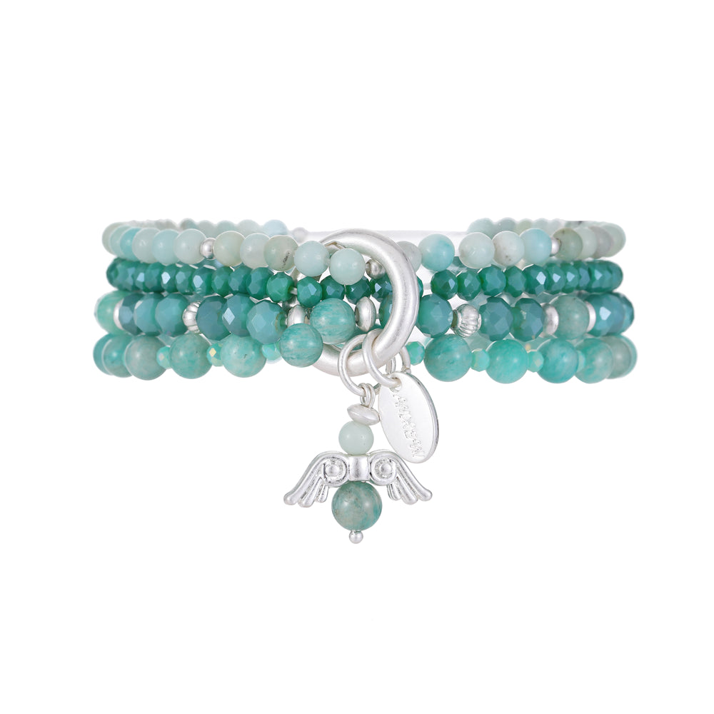 Armband aus Amazonite mit Engelanhänger