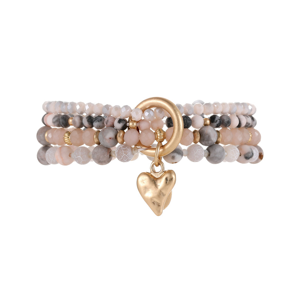 Armband aus echtem Roter Jaspis mit Herzanhänger