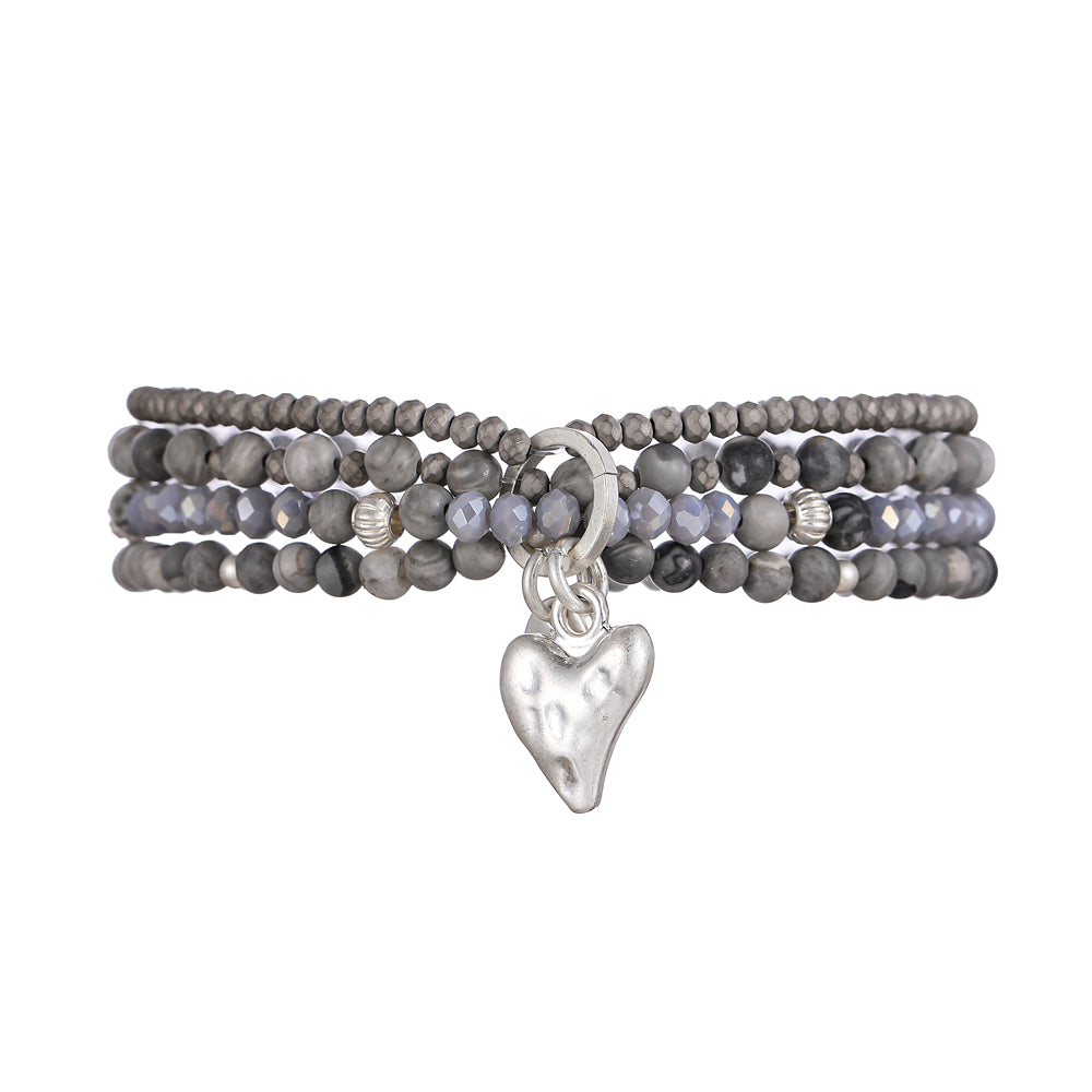 Armband aus echtem Picasso Jaspis mit Herzanhänger