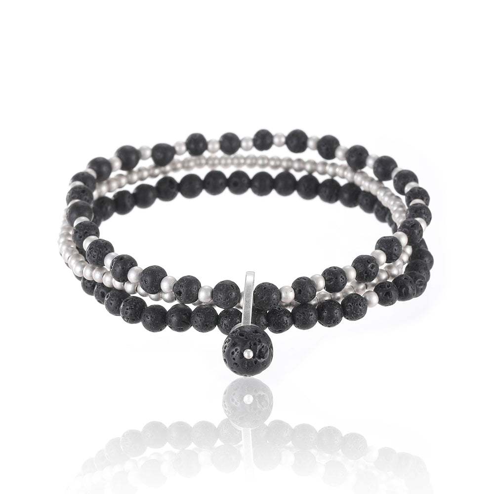 Armband aus echtem Lavastein mit Anhänger
