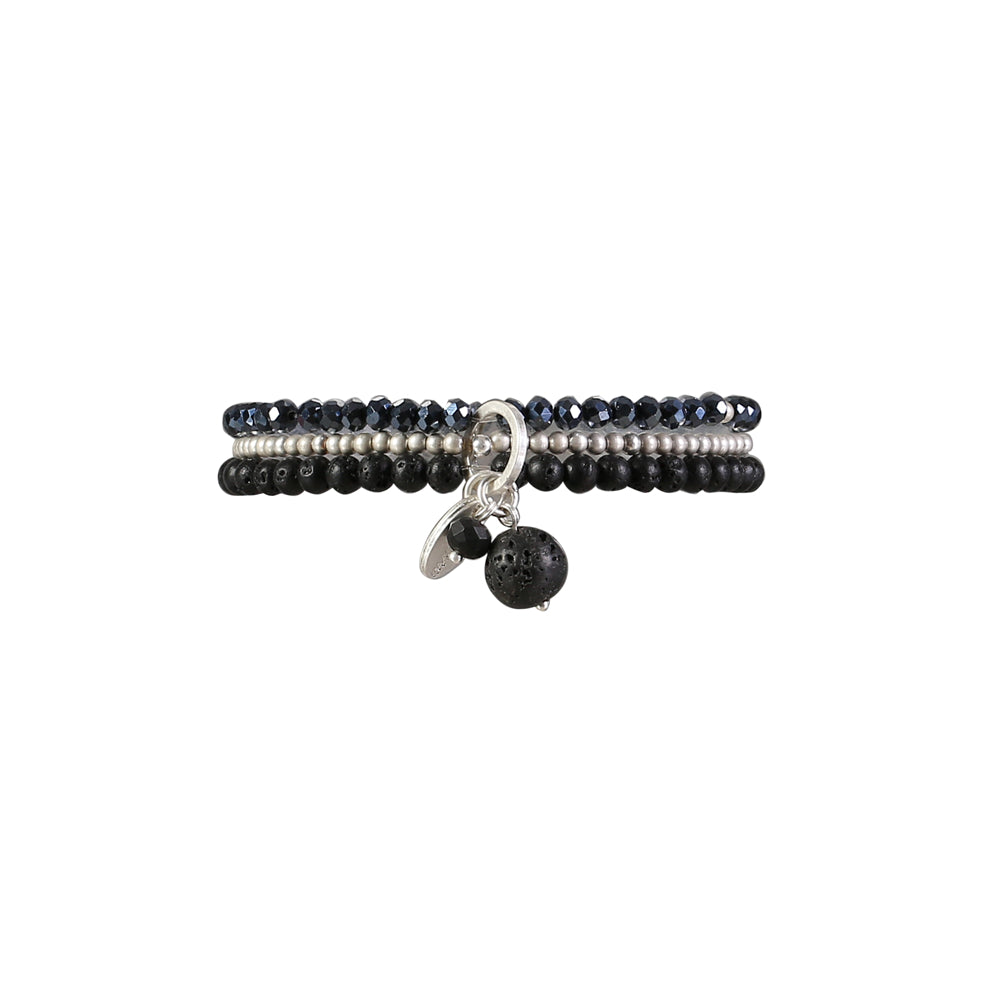 Armband aus echtem Lavastein mit Anhänger