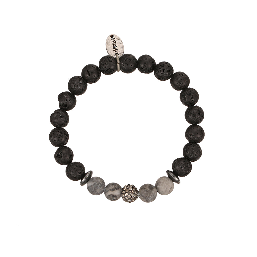 Armband aus echtem Lavastein mit Schmuckelementen