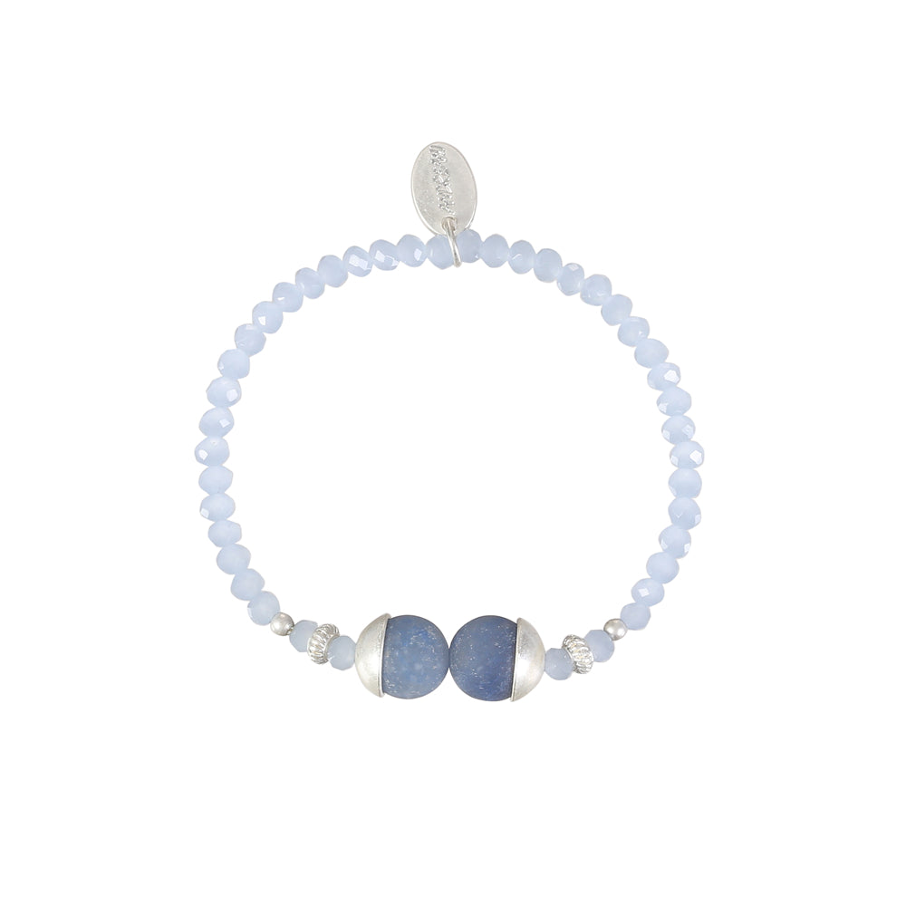 Armband aus echtem blauem Aventurin mit Glasperlen