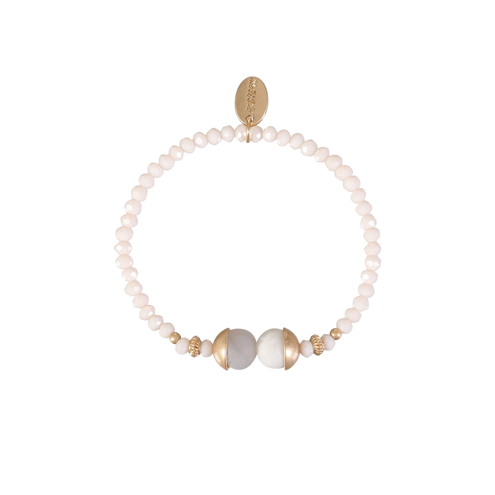 Armband aus echtem weissem Achat mit Glas