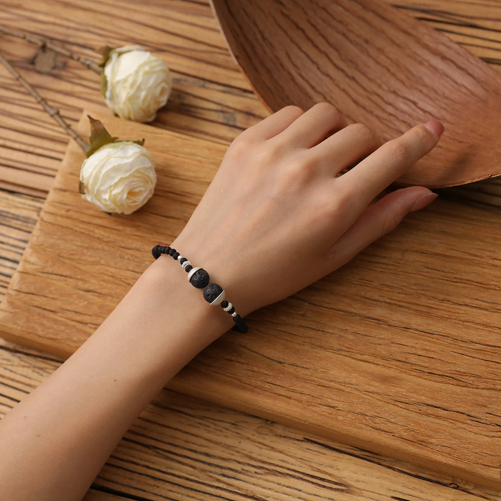 Armband aus Lavastein mit Glas