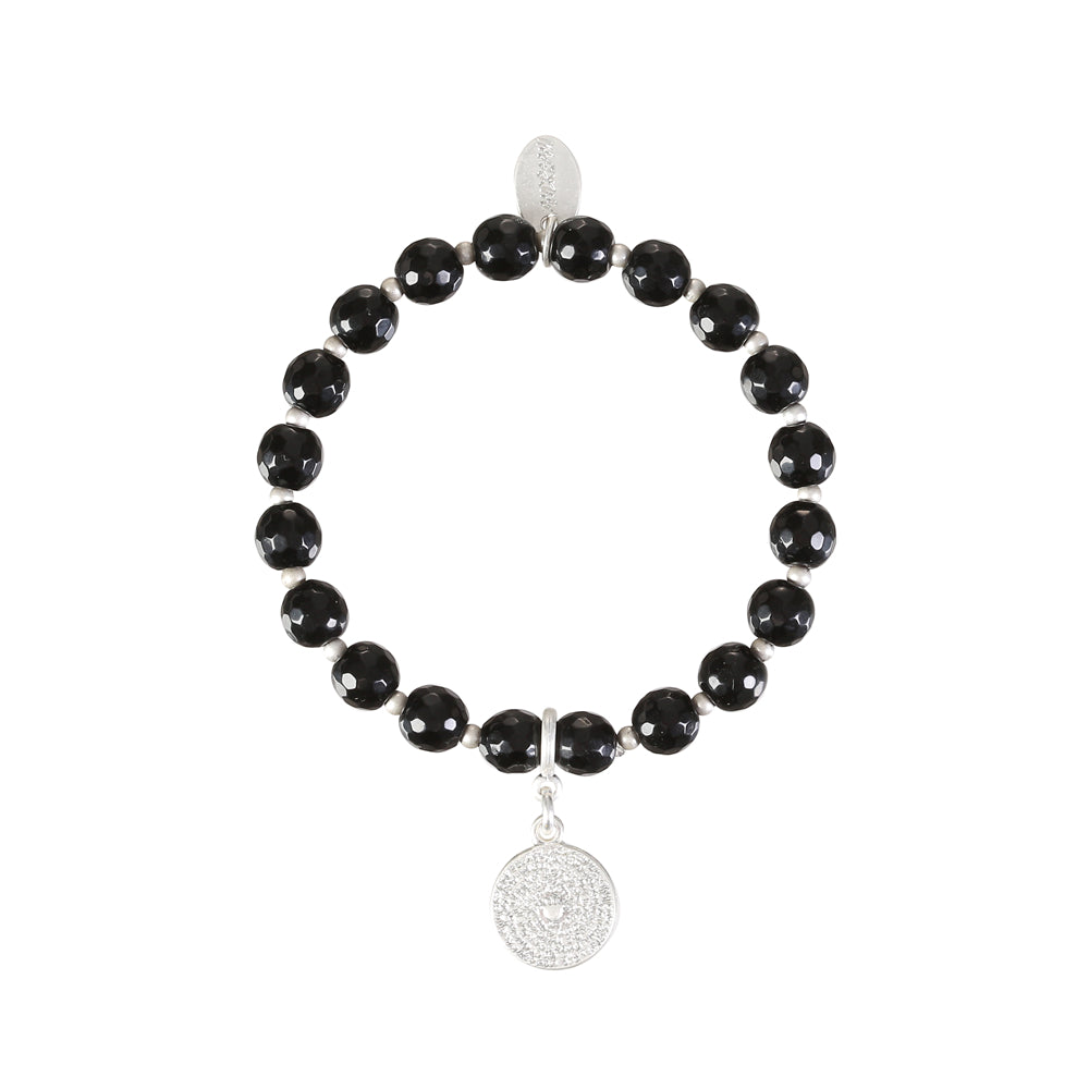 Armband aus echter Schwarzer Jade mit rundem Anhänger