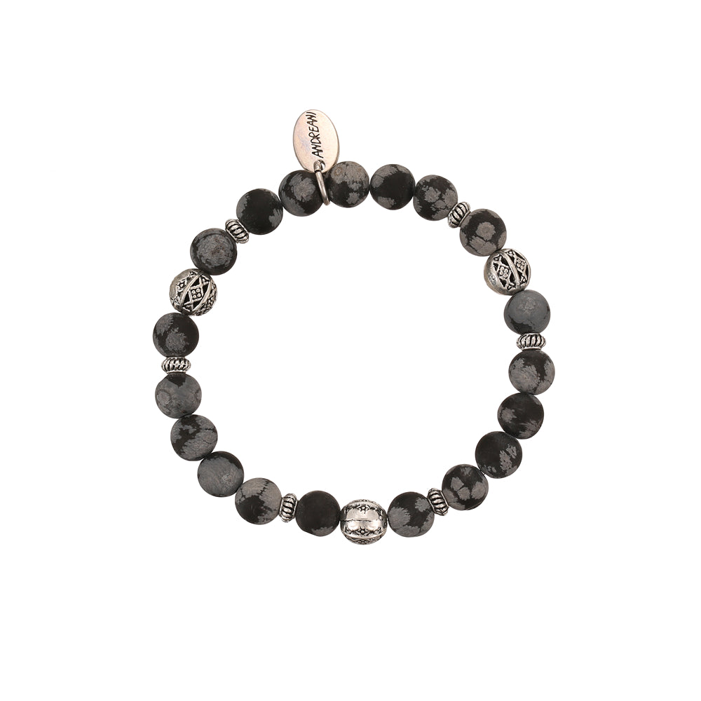 Armband aus echtem Schneeflocken-Obsidian