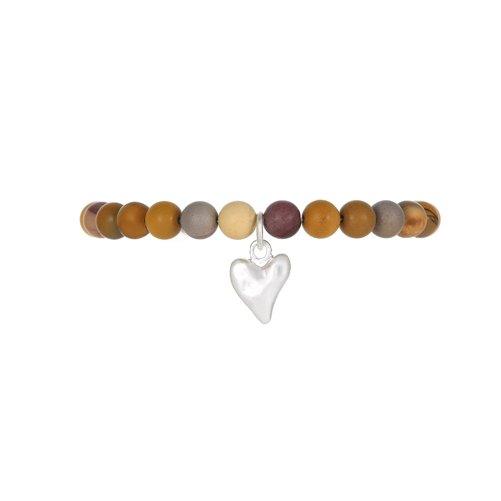 Armband aus echtem Rotem Achat mit Herzanhänger