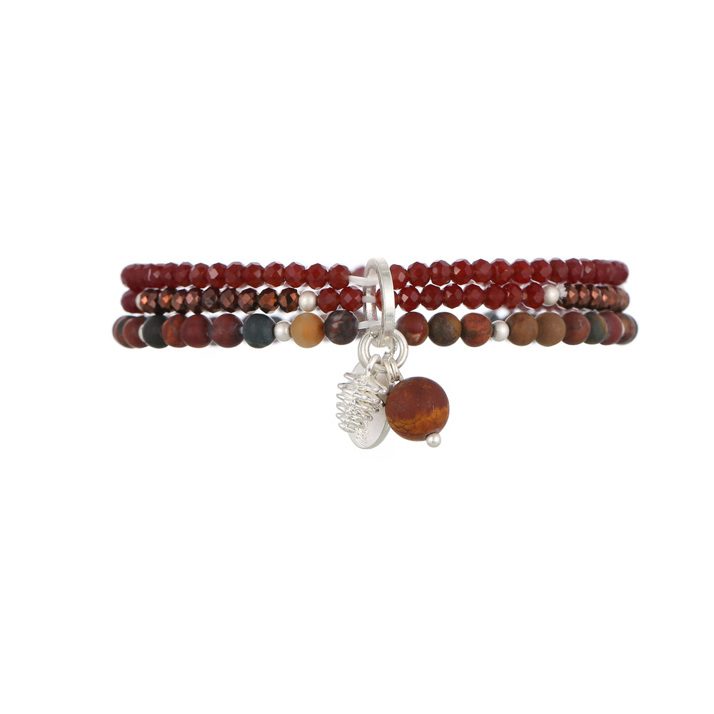 Armband aus echtem braunem Jaspis mit Kupferelementen