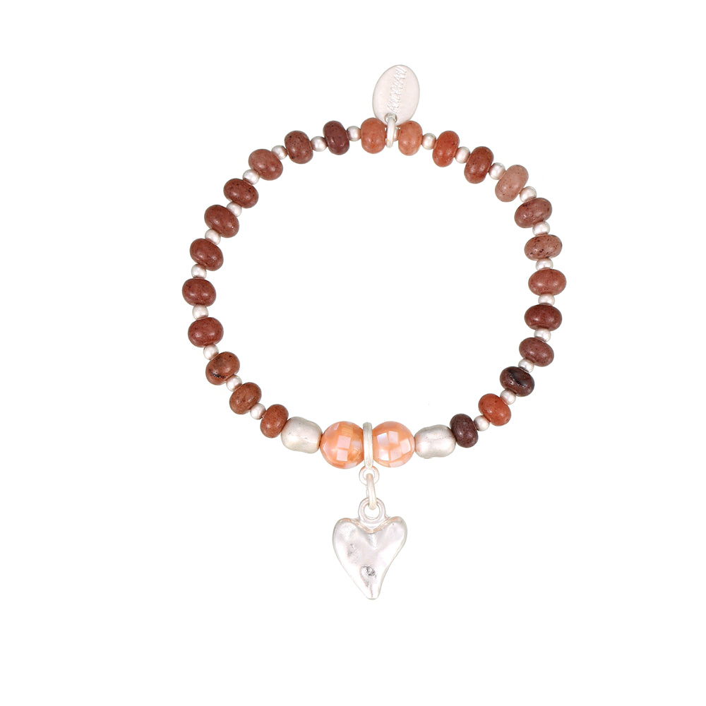 Armband aus echtem Violettem Aventurin mit Herzanhänger