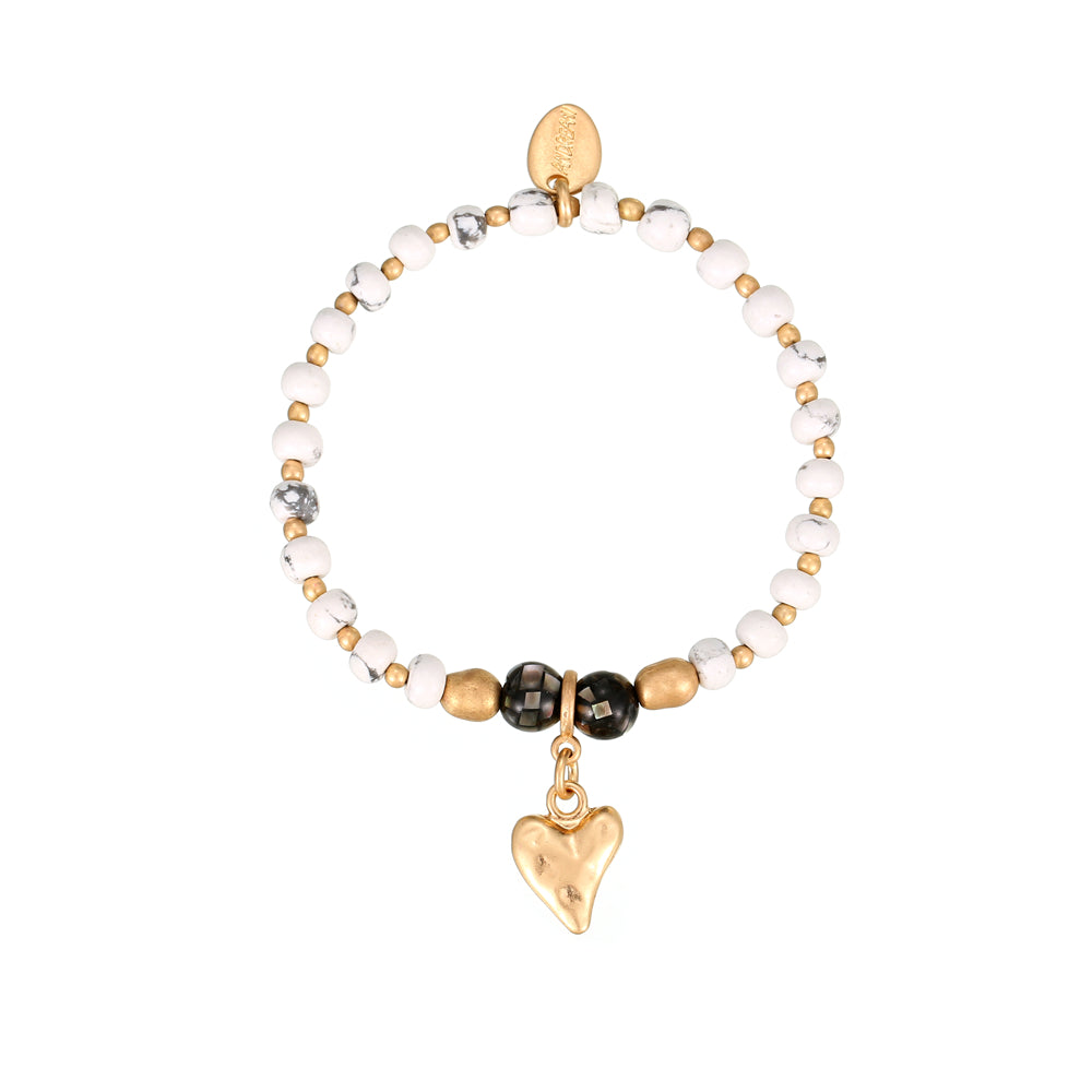 Armband aus Howlith mit Herzanhänger (Kopie)