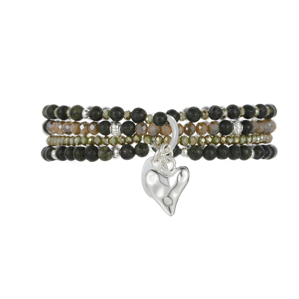 Armband aus echtem Afrikanischer grüner jade mit Herzanhänger