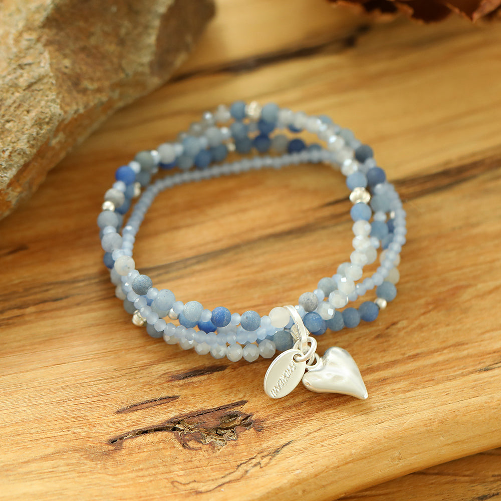 Armband aus echtem Aventurin mit Herzanhänger
