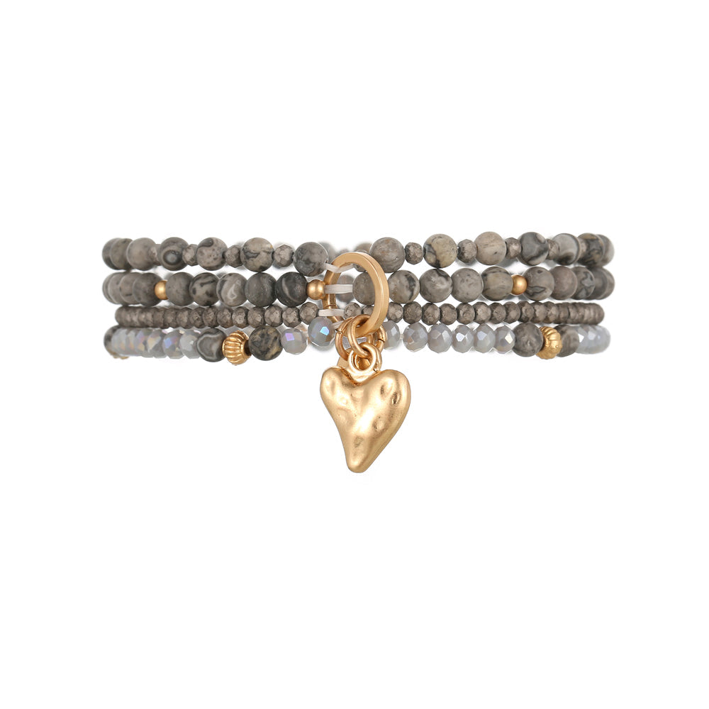 Armband aus echtem Picasso Jaspis mit Herzanhänger