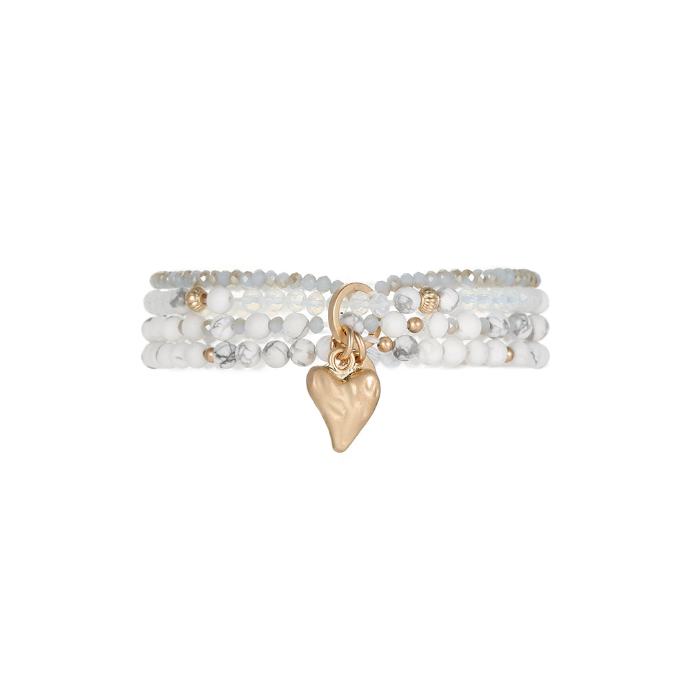 Armband aus echtem Howlith mit Herzanhänger