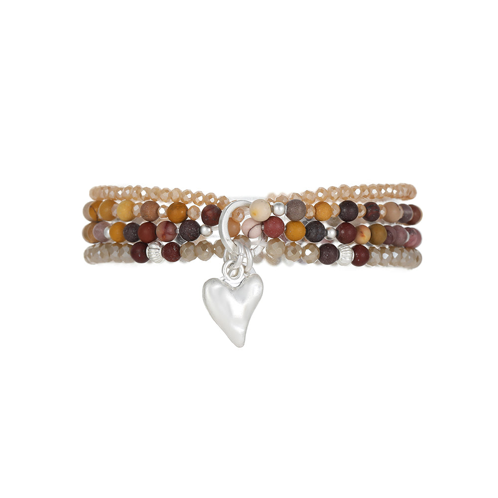 Armband aus echtem Rotem Achat mit Herzanhänger