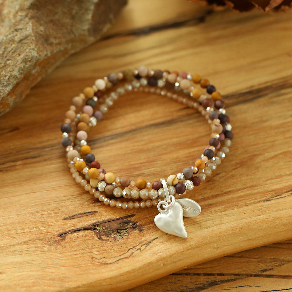 Armband aus echtem Rotem Achat mit Herzanhänger