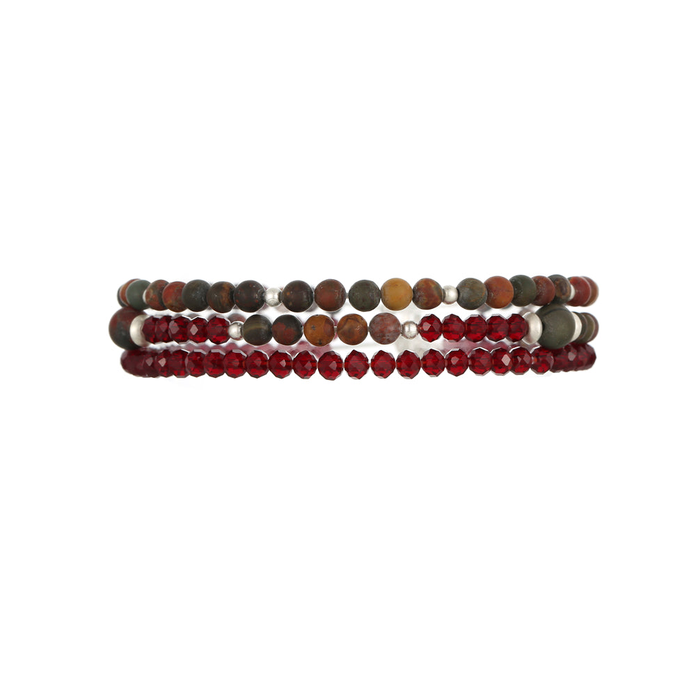 Titel: Armband aus echtem braunem Jaspis im mehrreihigen Design