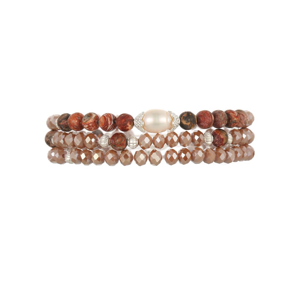 Armband aus echtem Shellbead und Jaspis