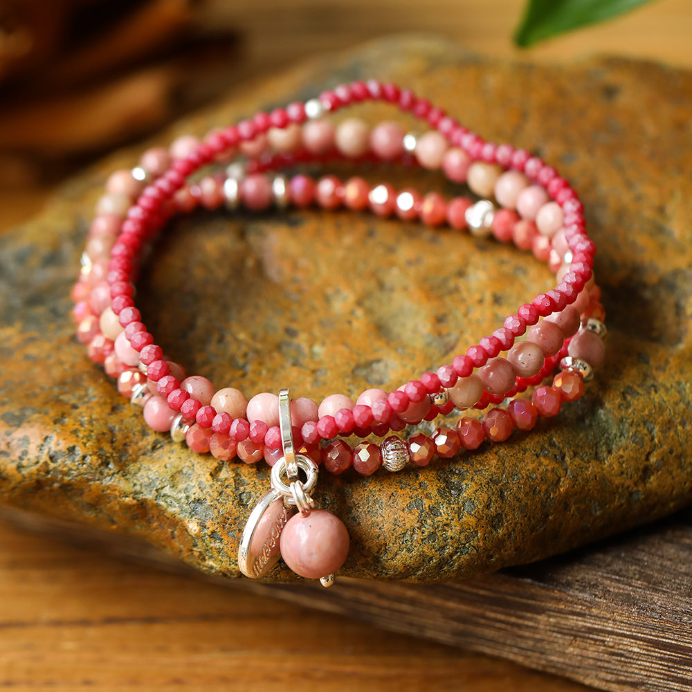 Armband aus echtem Rotem Achat mit Kugelanhänger