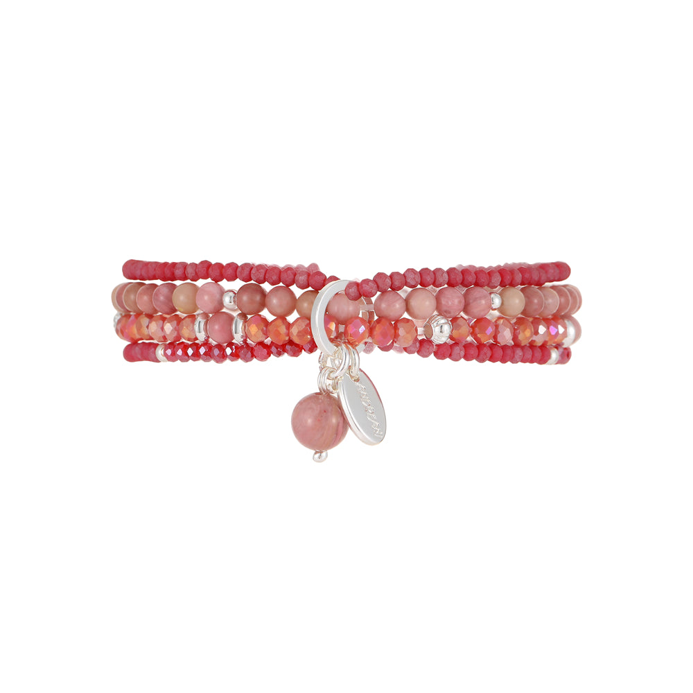 Armband aus echtem Rotem Achat mit Kugelanhänger