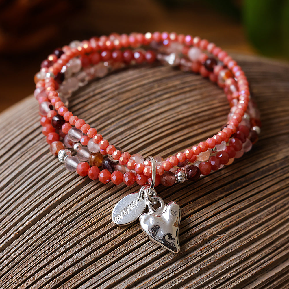 Armband aus echtem Hämatoid mit Herzanhänger