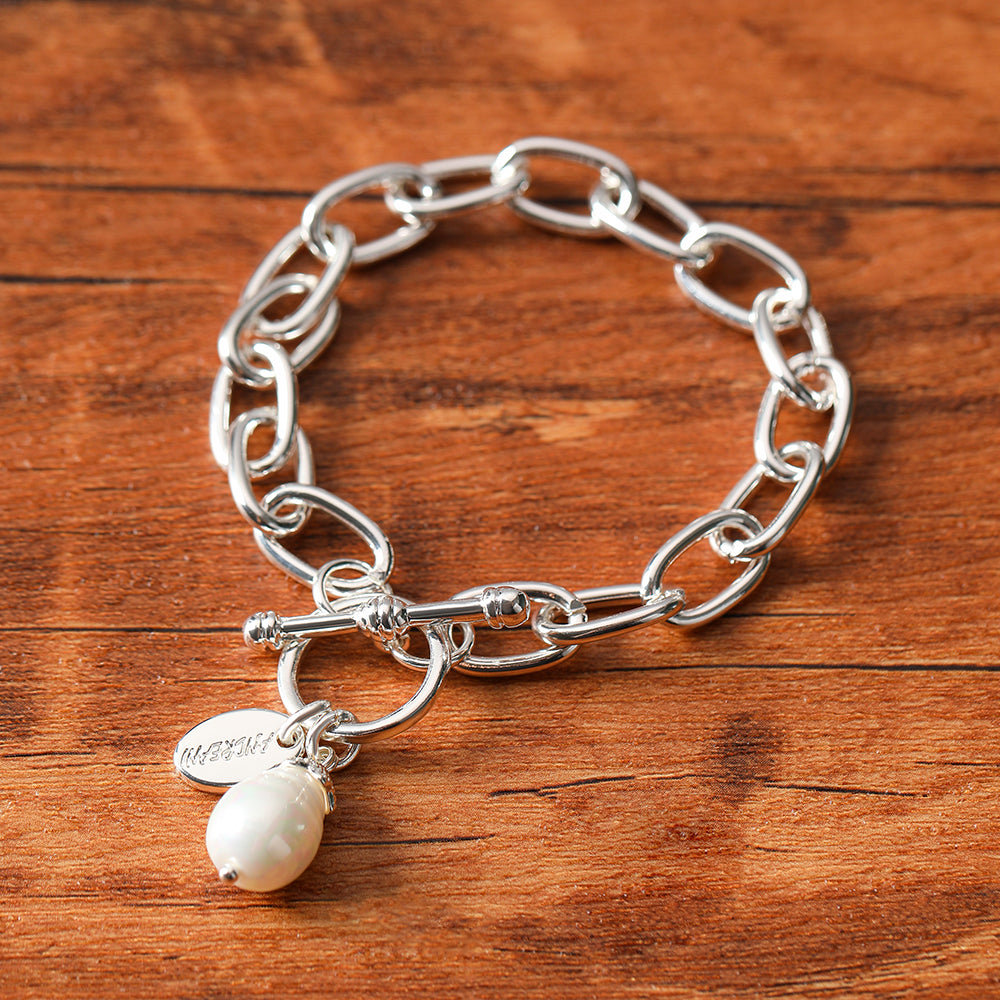 Geschenkset mit echten Shellbeads aus Muschelkern silberfarbig