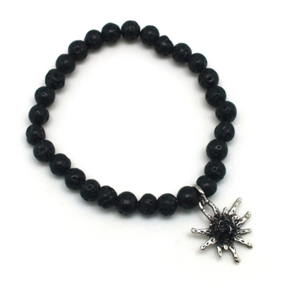 Armband aus Lavastein mit Edelweissanhänger