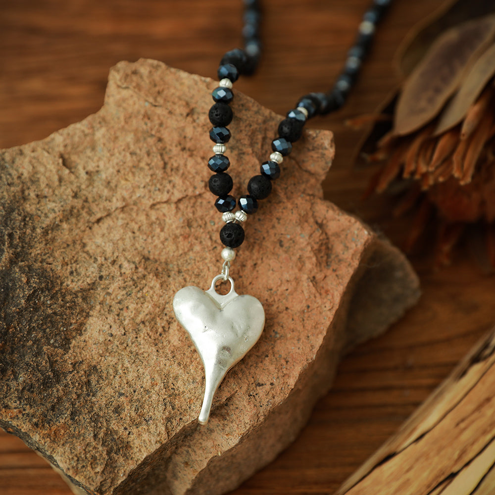 Geschenkset Kette und Armband aus echtem Lavastein Andreani – Handgemachter Schmuck